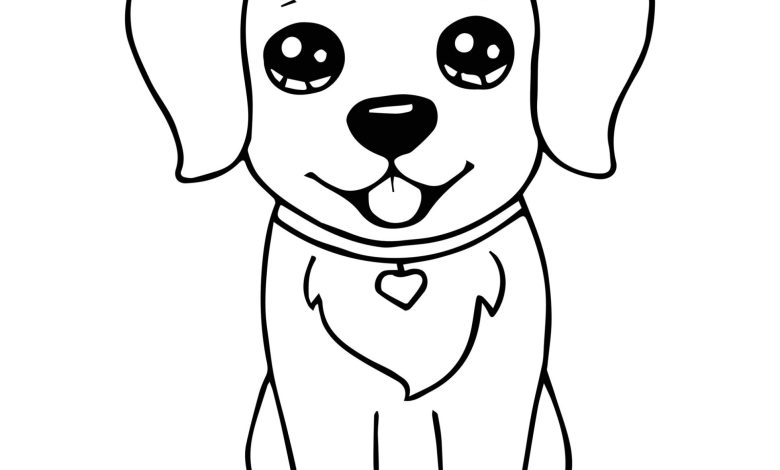 Neşeli Köpek Boyama Sayfası - Şirin Yavru Köpek Boyama Resmi