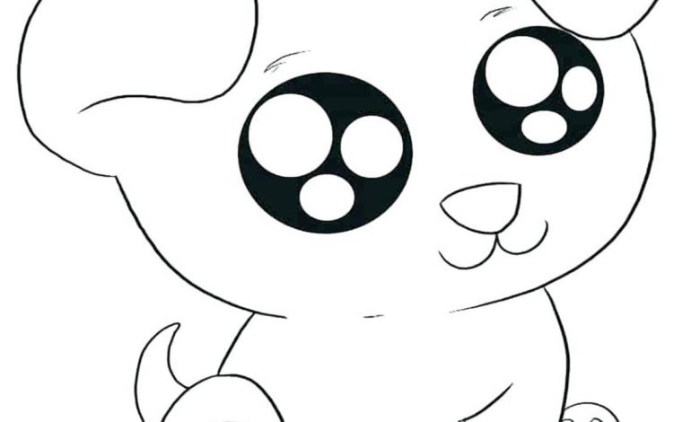 Sevimli Büyük Gözlü Köpek Yavrusu Boyama Sayfası