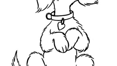 Tatlı Bir Köpek Boyama Sayfası - Köpek Karakterli Boyama Şablonu