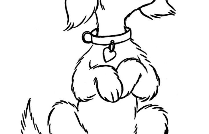 Tatlı Bir Köpek Boyama Sayfası - Köpek Karakterli Boyama Şablonu