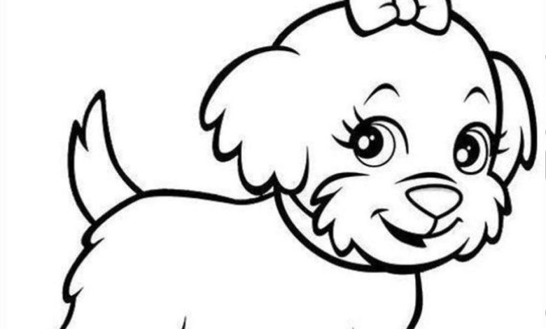 Sevimli Fiyonk Takan Köpek Boyama Sayfası