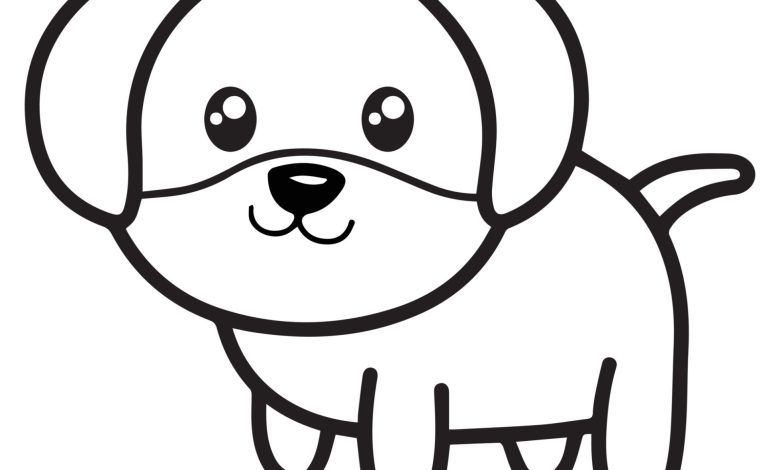 Sevimli Köpek Boyama Sayfası - Ücretsiz Yavru Köpek Çizim Şablonu