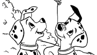 Üzerinde Balon Olan İki Yavru Dalmaçyalı Boyama Sayfası