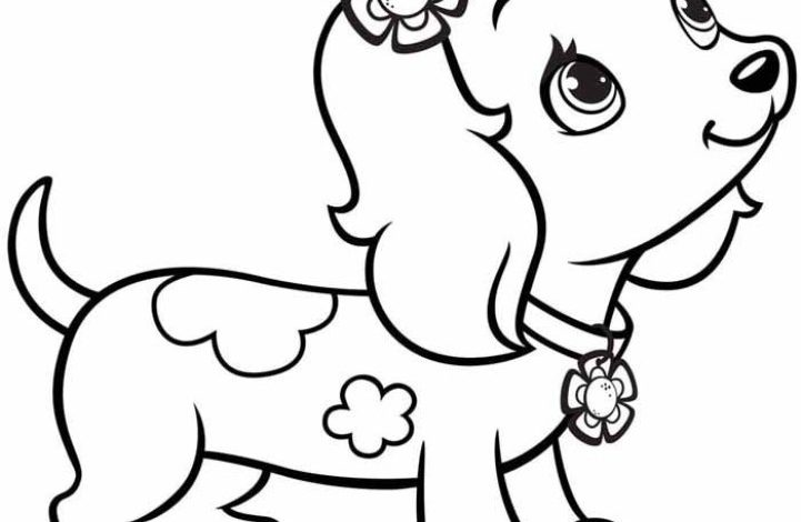 Çiçekli Köpek Boyama Sayfası - Sevimli Köpek Boyama Etkinliği İçin Şirin Bir Tasarım
