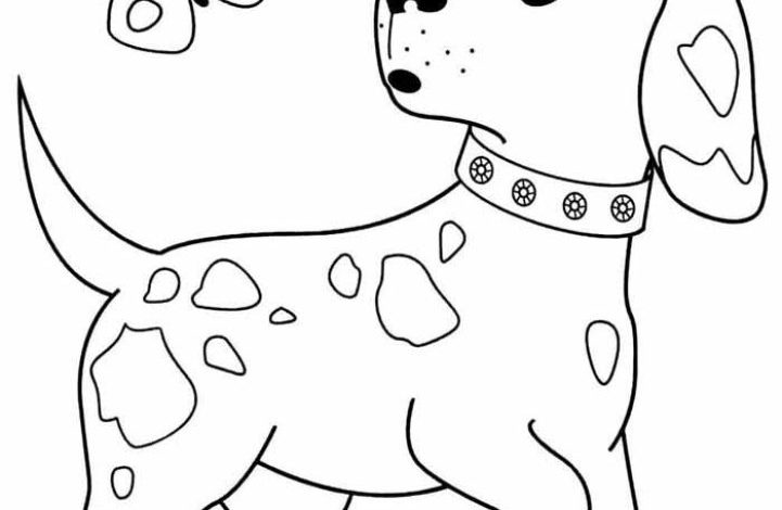 Kelebek ve Yavru Köpek Boyama Sayfası