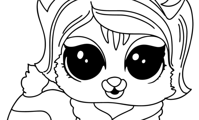 Sevimli Kedi Boyama Sayfası - Büyük Gözlü Kedi Karakteriyle Eğlenceli Boyama Aktivitesi