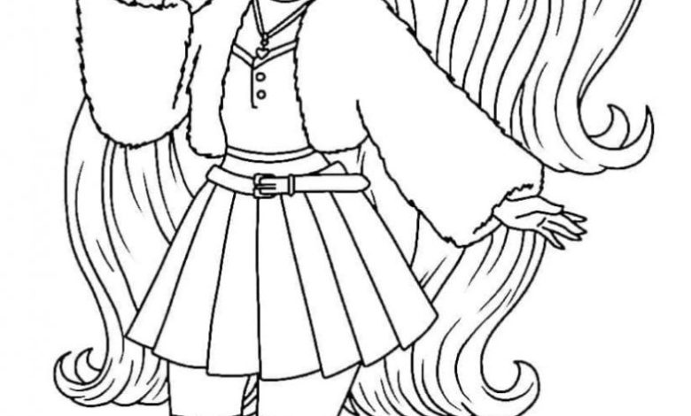 LOL Bebek Boyama Sayfası - Uzun Saçlı, Peluş Montlu, Etekli