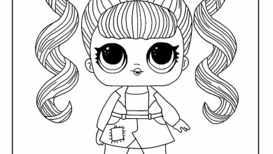 LOL Bebek Boyama Sayfası İkiz At Kuyruklu Sevimli Karakter