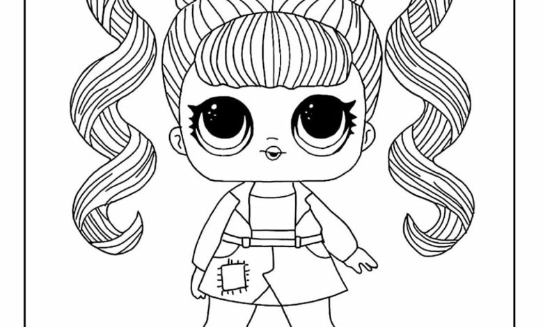 LOL Bebek Boyama Sayfası İkiz At Kuyruklu Sevimli Karakter