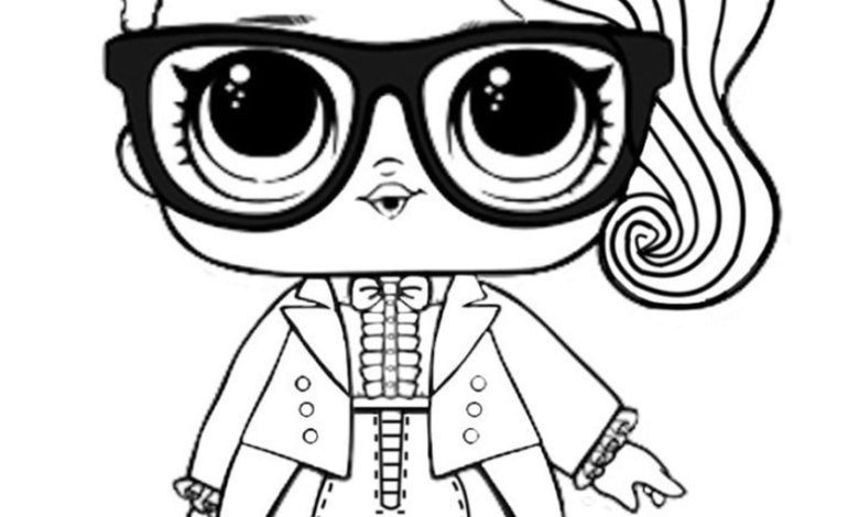 LOL Bebek Gözlüklü Boyama Sayfası - Sevimli Çizgi Karakterler Boyama Kitabı