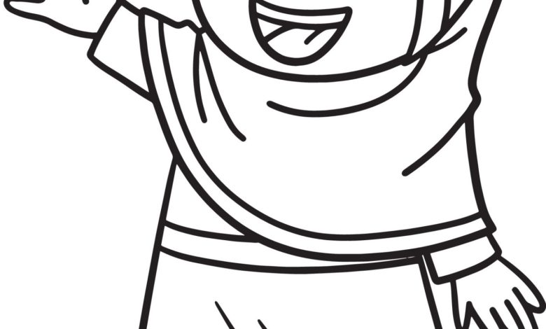 Çocuk Başörtüsü Boyama Sayfası - Sevimli Karakter Resmi