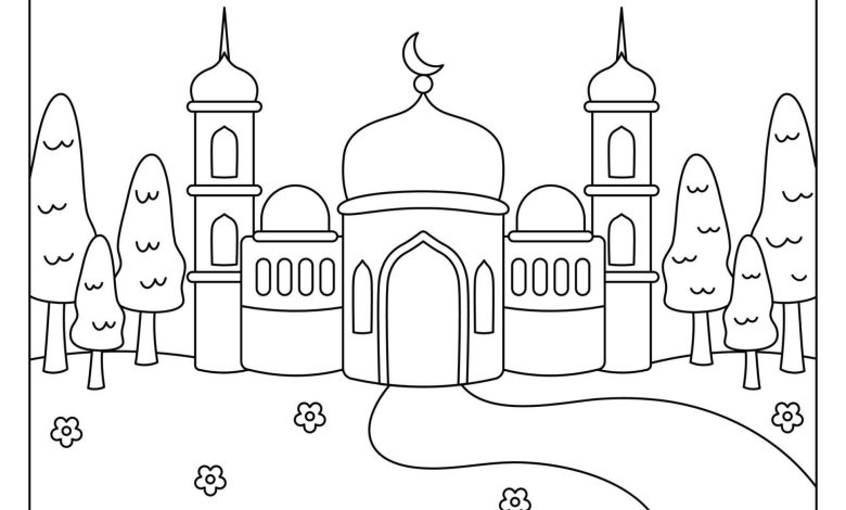 Büyüleyici İslam Mimarisi Tapınak Boyama Sayfası