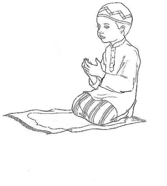 Namaz Kılan Çocuk Boyama Sayfası - Dini Eğitim ve İbadet Temalı Çizim