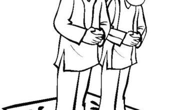 İki Çocuğun Namaz Kılma Boyama Sayfası