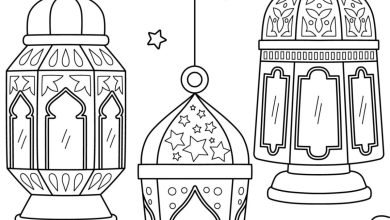 Ramazan Temalı Fener Boyama Sayfası - Renkli Yıldızlı Dekorasyonlar