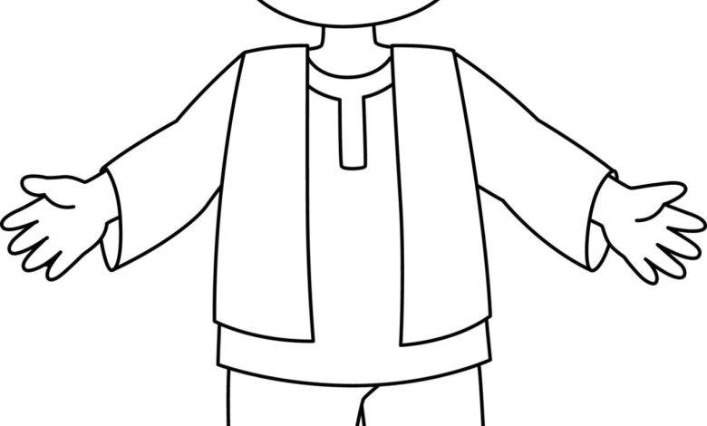 Çocuk Karakter Geleneksel Kıyafetli Boyama Sayfası