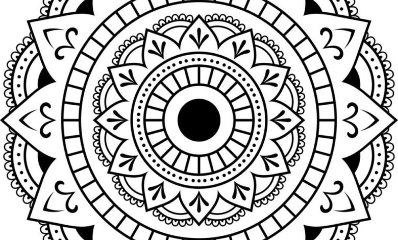 Çiçek Motifli Mandala Boyama Sayfası