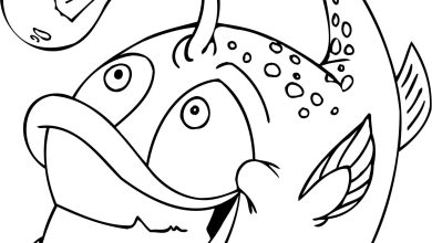 Derin Deniz Fener Balığı Boyama Sayfası (Çocuklar İçin)