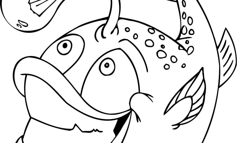 Derin Deniz Fener Balığı Boyama Sayfası (Çocuklar İçin)