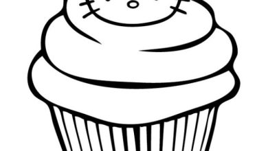 Hello Kitty Temalı Cupcake Boyama Sayfası