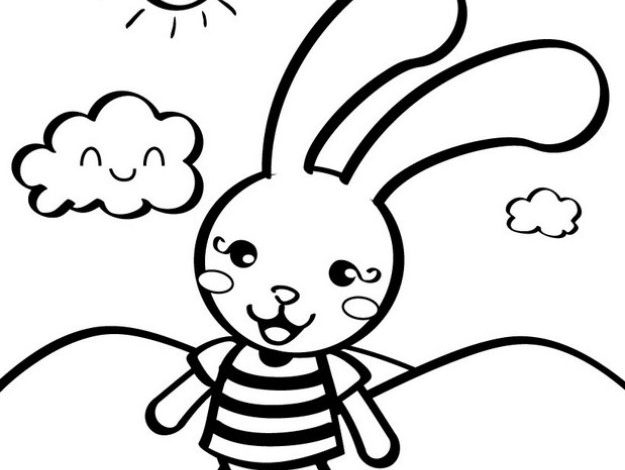 Şirin Tavşan ve Güneşli Gün Boyama Sayfası