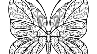 Mandala Tasarımlı Detaylı Kelebek Boyama Sayfası