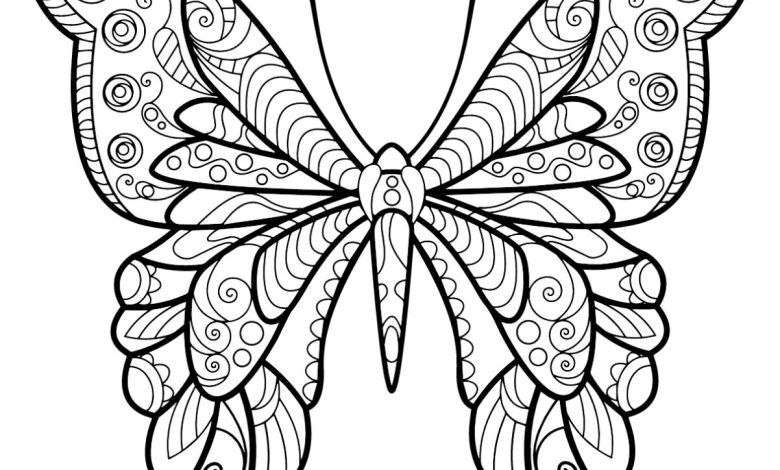Mandala Tarzı Detaylı Kelebek Boyama Sayfası