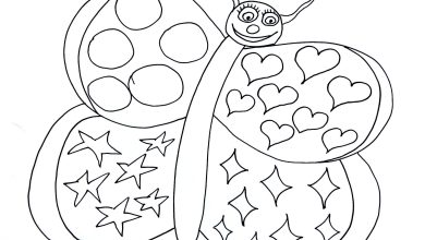 çocuklar için desenli kelebek boyama sayfası