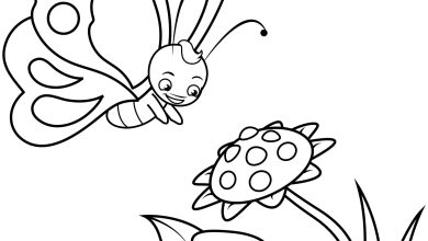 Kelebek ve Çiçek Boyama Sayfası Eğlenceli ve Eğitici Çocuk Faaliyeti