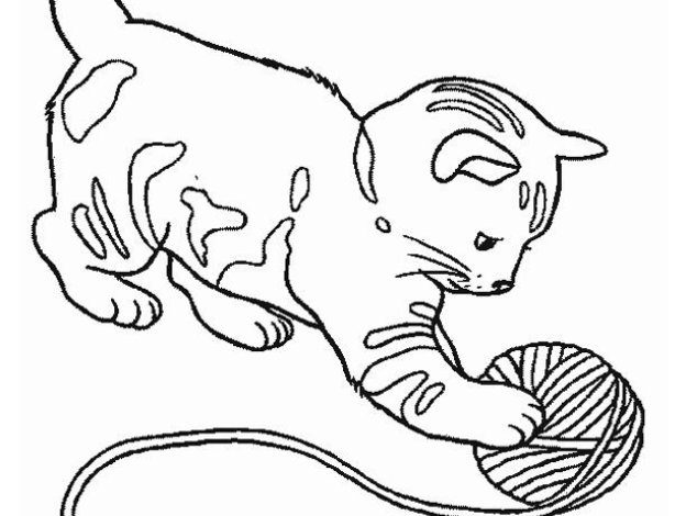 Kedinin Top Oynaması Boyama Sayfası