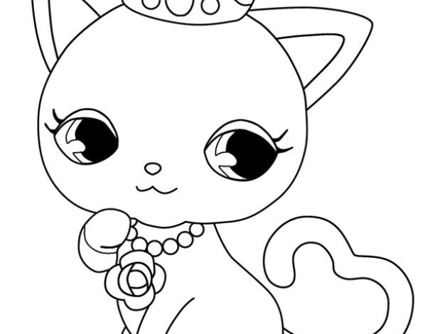 Sevimli Prenses Kedi Boyama Sayfası