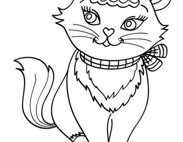 Sevimli Kurdeleli Kedi Boyama Sayfası - Ücretsiz ve Eğlenceli Çizim