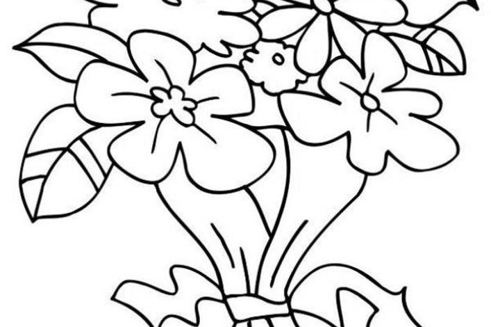 Çiçek Buketi Boyama Sayfası - Bahar Çiçekleri Boyama Kitabı