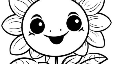 Gülümseyen Ayçiçeği Boyama Sayfası Neşeli Çiçek Tasarımı