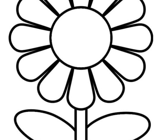 Basit Çiçek Şablonu Boyama Sayfası Eğlenceli ve Eğitici Faaliyetler
