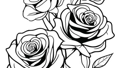 Güzel Güller ve Yapraklar Boyama Sayfası