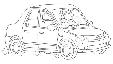 Araba Kullanan Adam Boyama Sayfası - Çizgi Film Araba Boyama Etkinliği