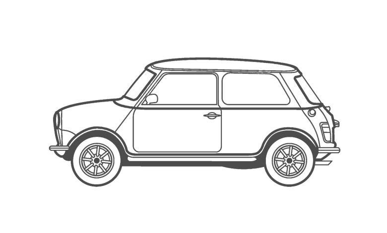 Retro Tarzda Klasik Mini Cooper Boyama Sayfası