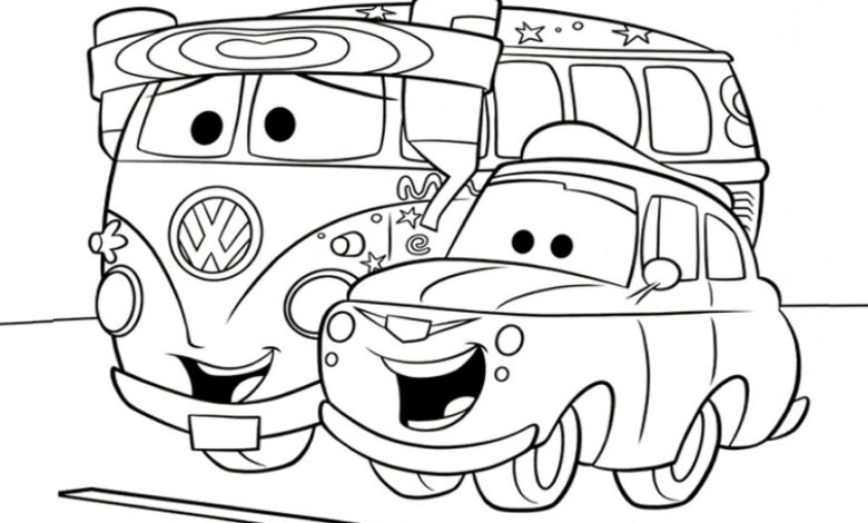 Arabalar Temalı Boyama Sayfası - Sevimli Otomobiller