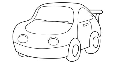 Sevimli Araba Çizimi Çocuklar İçin Boyama Sayfası