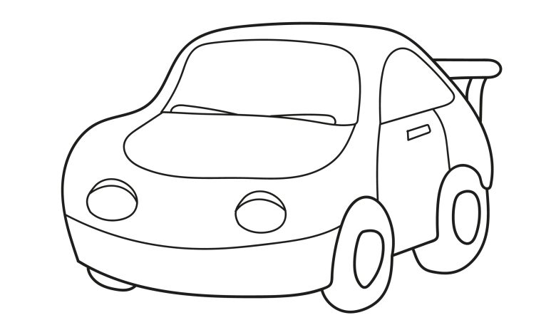 Sevimli Araba Çizimi Çocuklar İçin Boyama Sayfası