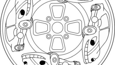 Araba Tekerleği ve Arabalar Boyama Sayfası