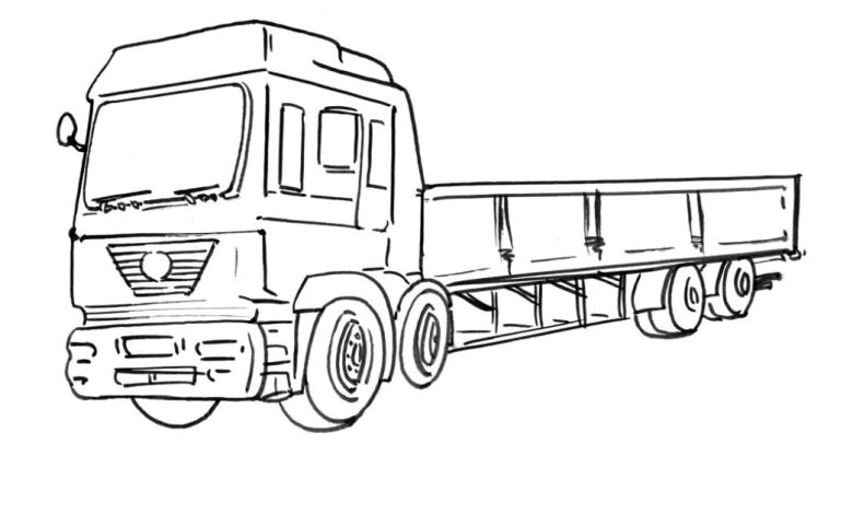Kamyon Boyama Sayfası - Büyük Yük Kamyonu Konturları
