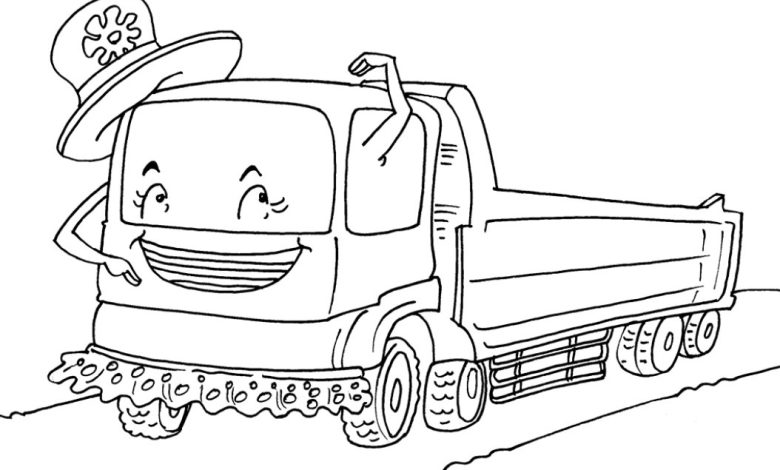 Sevimli Kamyon Boyama Sayfası - Çocuklar İçin Eğlenceli Kamyon Boyama Resmi