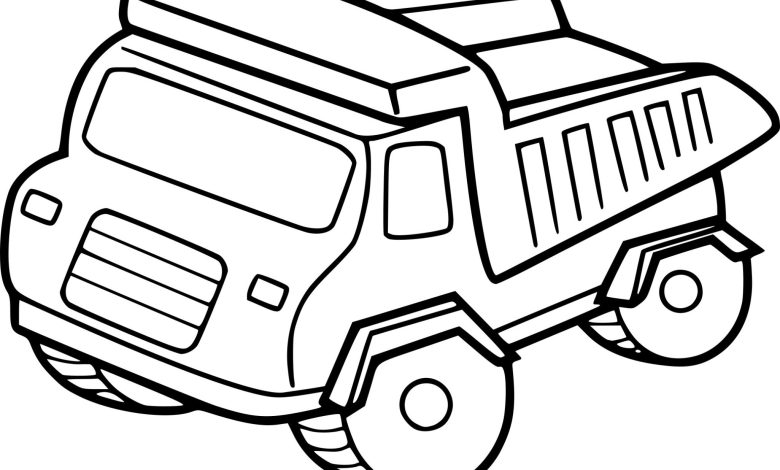 Çocuklar İçin Kamyon Boyama Sayfası - İnşaat Kamyonu