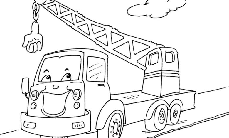 Çocuklar İçin Sevimli Vinç Boyama Sayfası