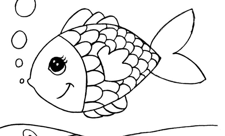 Tatlı Bir Balık ve Deniz Yıldızları Boyama Sayfası Eğlenceli Su Dünyası