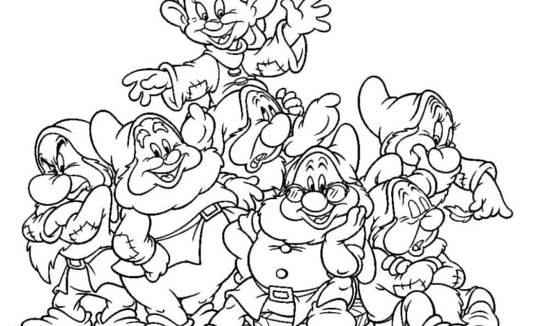 Yedi Cüceler Boyama Sayfası - Masal Karakterleri Boyama Aktivitesi