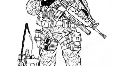 Askeri Kamuflajda Silahlı Asker Boyama Sayfası