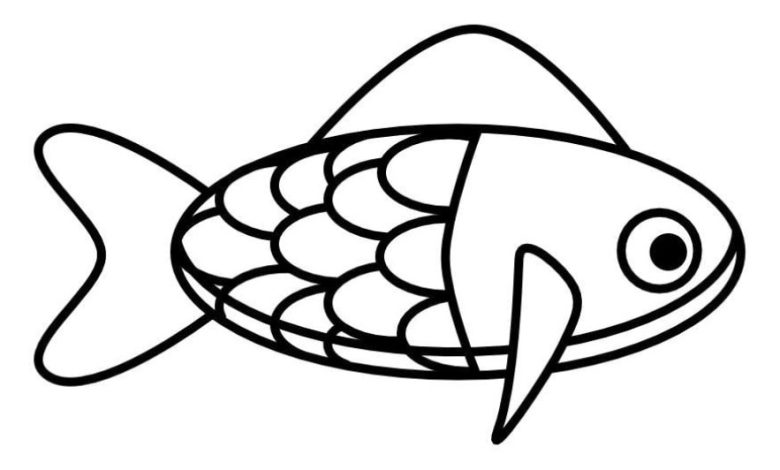 Balık Boyama Sayfası Eğlenceli ve Basit Tasarım